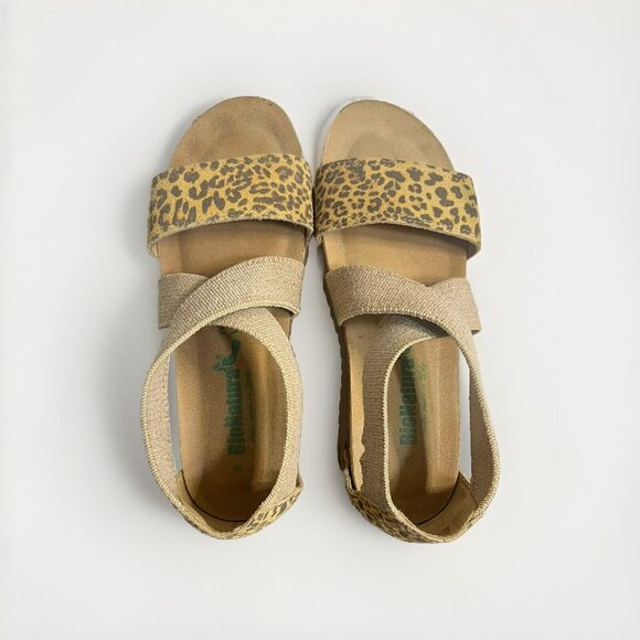 Wedge Bionatura Sandals In Brown Suede Leather And Animal Print Shoes Size 5 - Picture 8 of 8